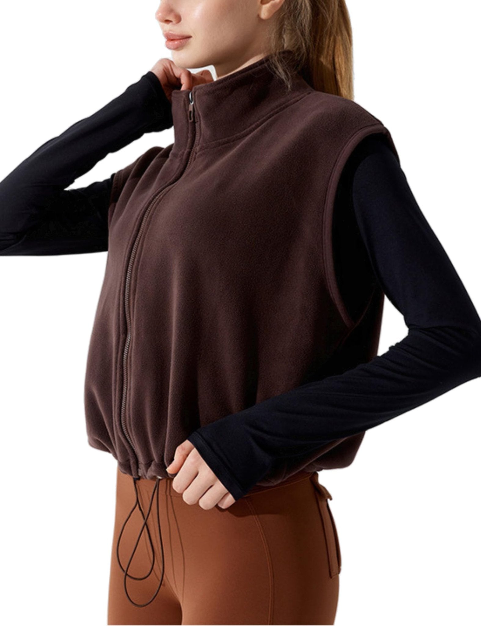 Unilexi Womens Full Zip Fleece Vest Stand Collar Sherpa Crop Sleeveless Coat Zipper Fitness Vest