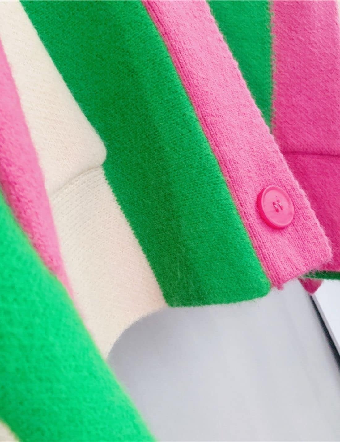 Unilexi Womens Loose Long Sleeve Rainbow Striped Cardigans Sweater Boho Color Block Chunky Knitted Tops