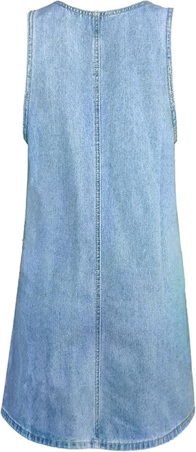 Unilexi Women’s Loose Summer Sexy Denim Skirt Casual Sleeveless Jean Overall Dresses with Pockets
