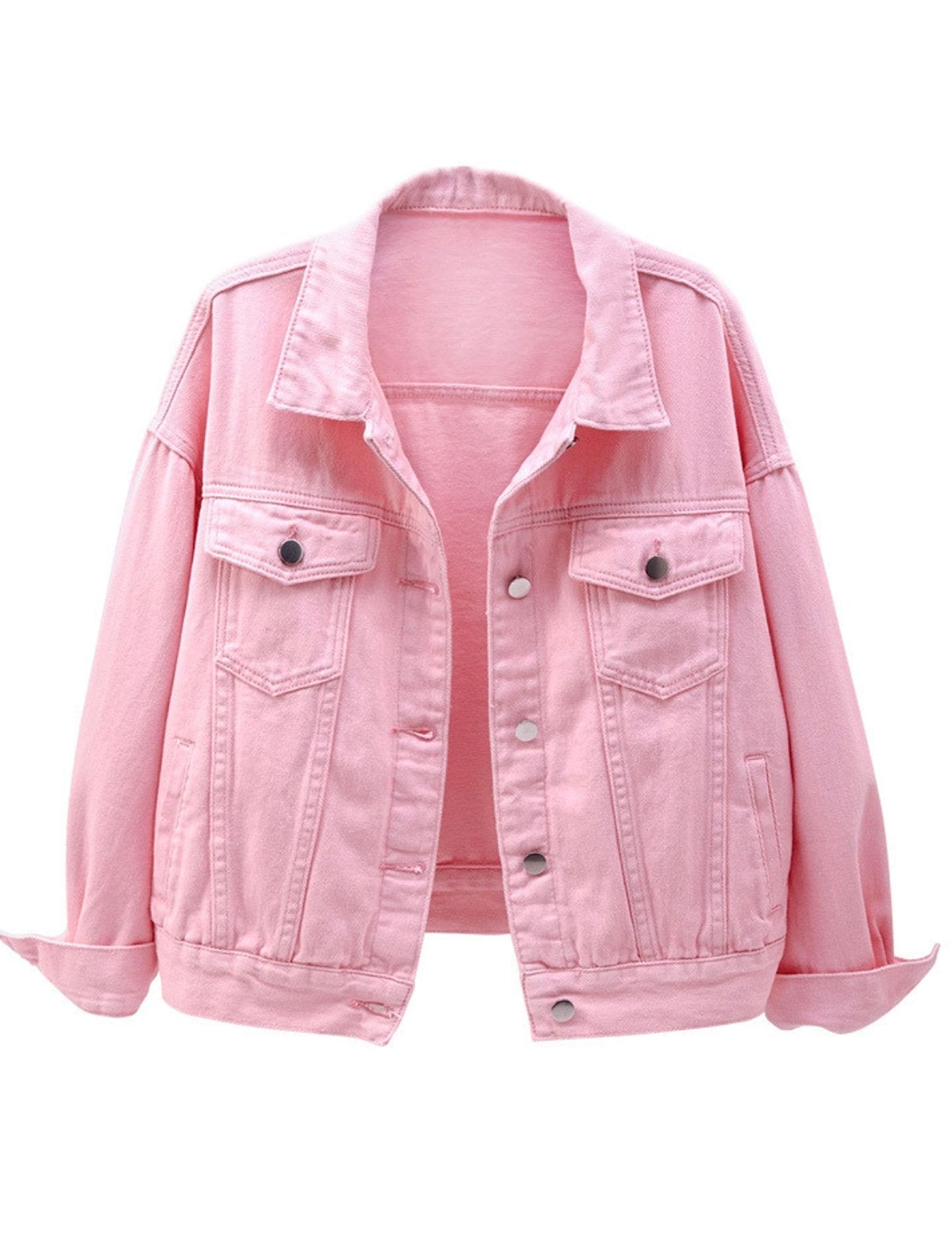 Unilexi Women's Solid Color Denim Jacket Long Sleeve Jean Jacket Casual Coat with Pockets