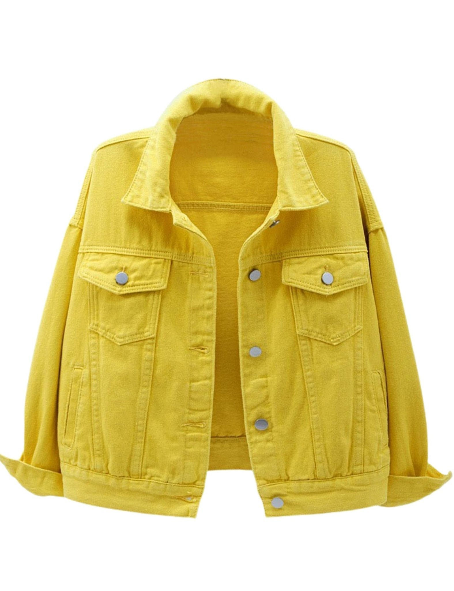 Unilexi Women's Solid Color Denim Jacket Long Sleeve Jean Jacket Casual Coat with Pockets