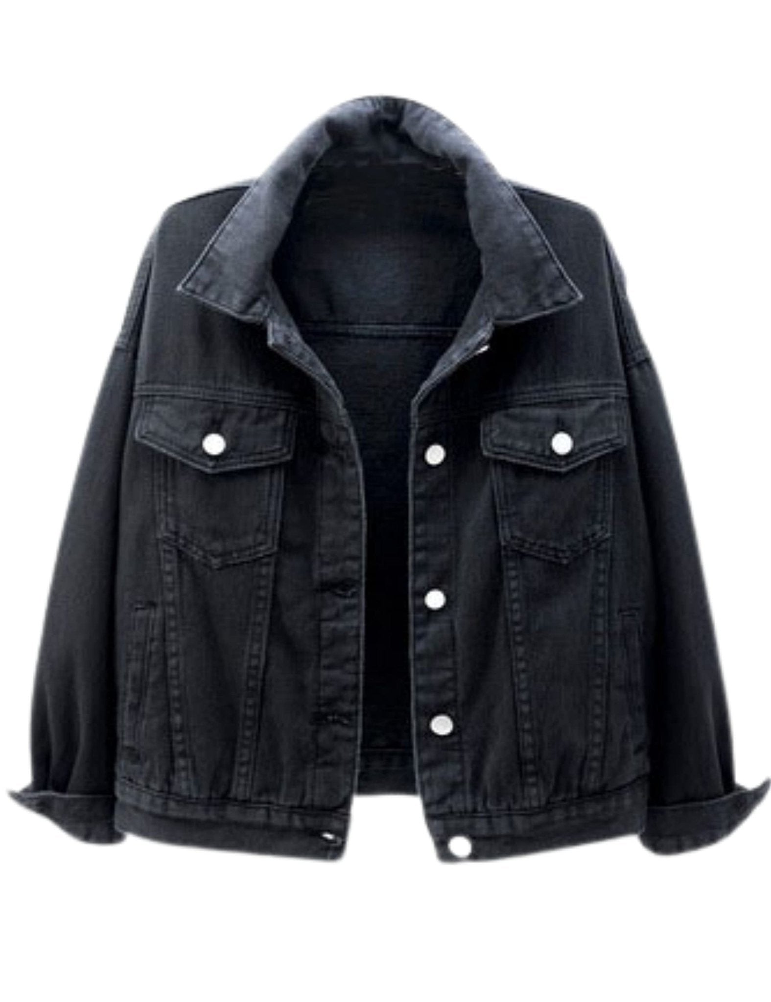 Unilexi Women's Solid Color Denim Jacket Long Sleeve Jean Jacket Casual Coat with Pockets