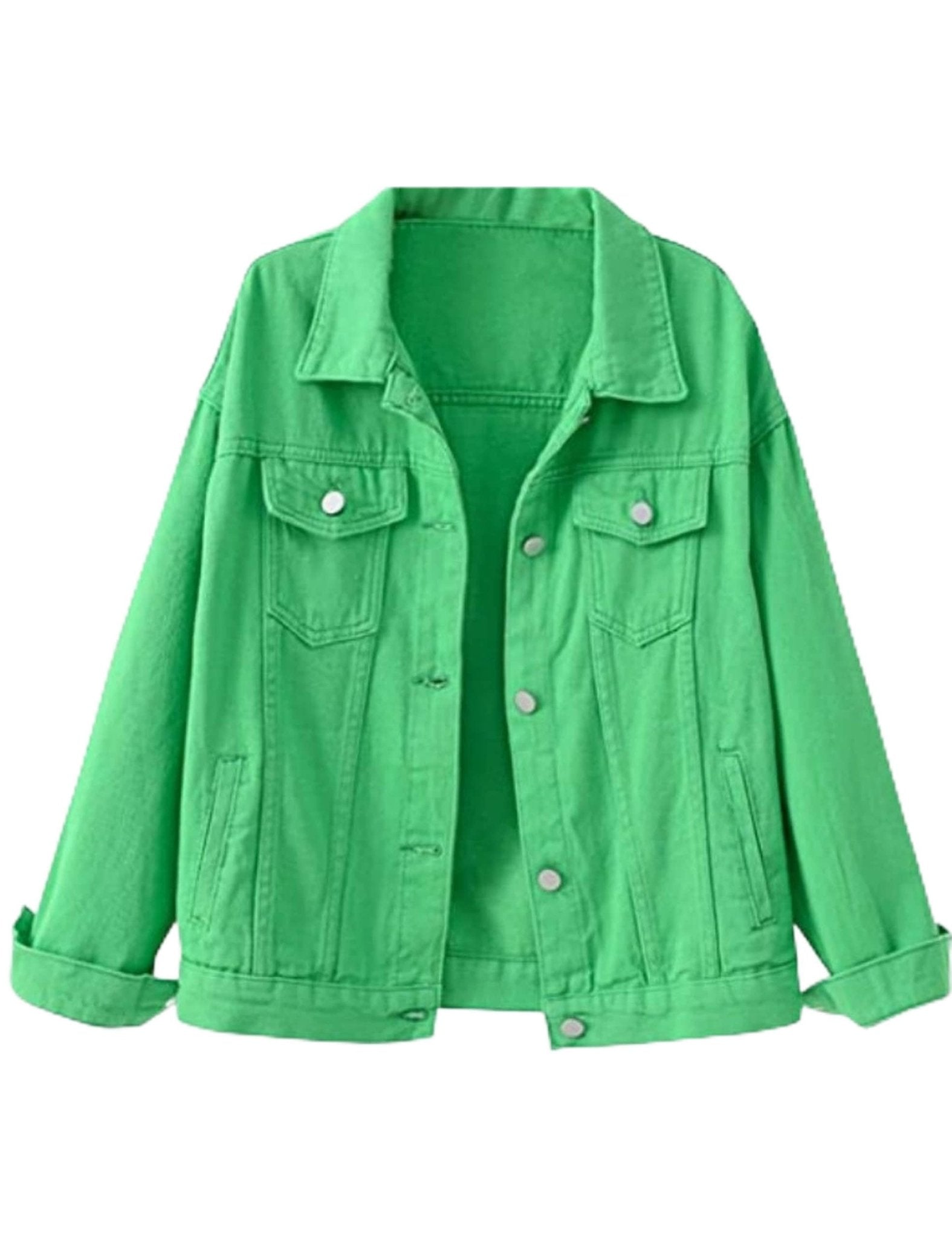 Unilexi Women's Solid Color Denim Jacket Long Sleeve Jean Jacket Casual Coat with Pockets