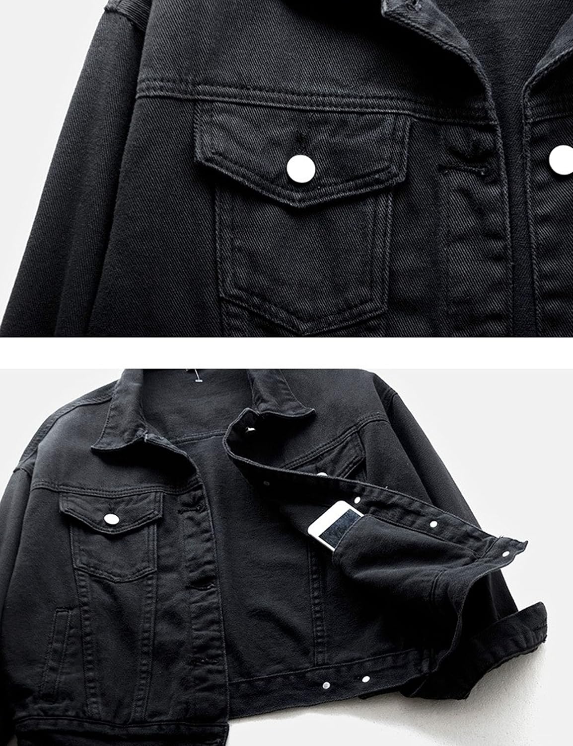 Unilexi Women's Solid Color Denim Jacket Long Sleeve Jean Jacket Casual Coat with Pockets