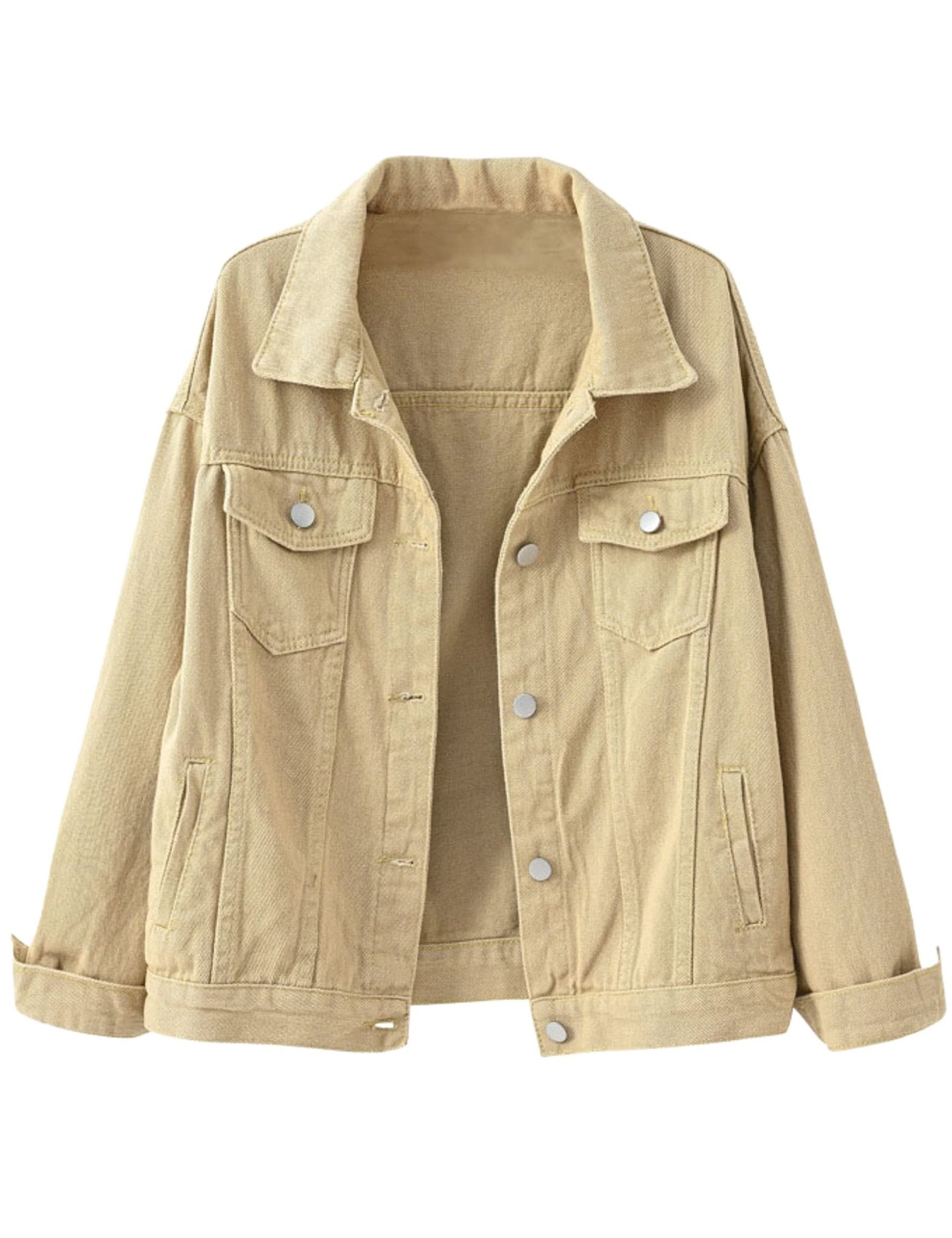 Unilexi Women's Solid Color Denim Jacket Long Sleeve Jean Jacket Casual Coat with Pockets