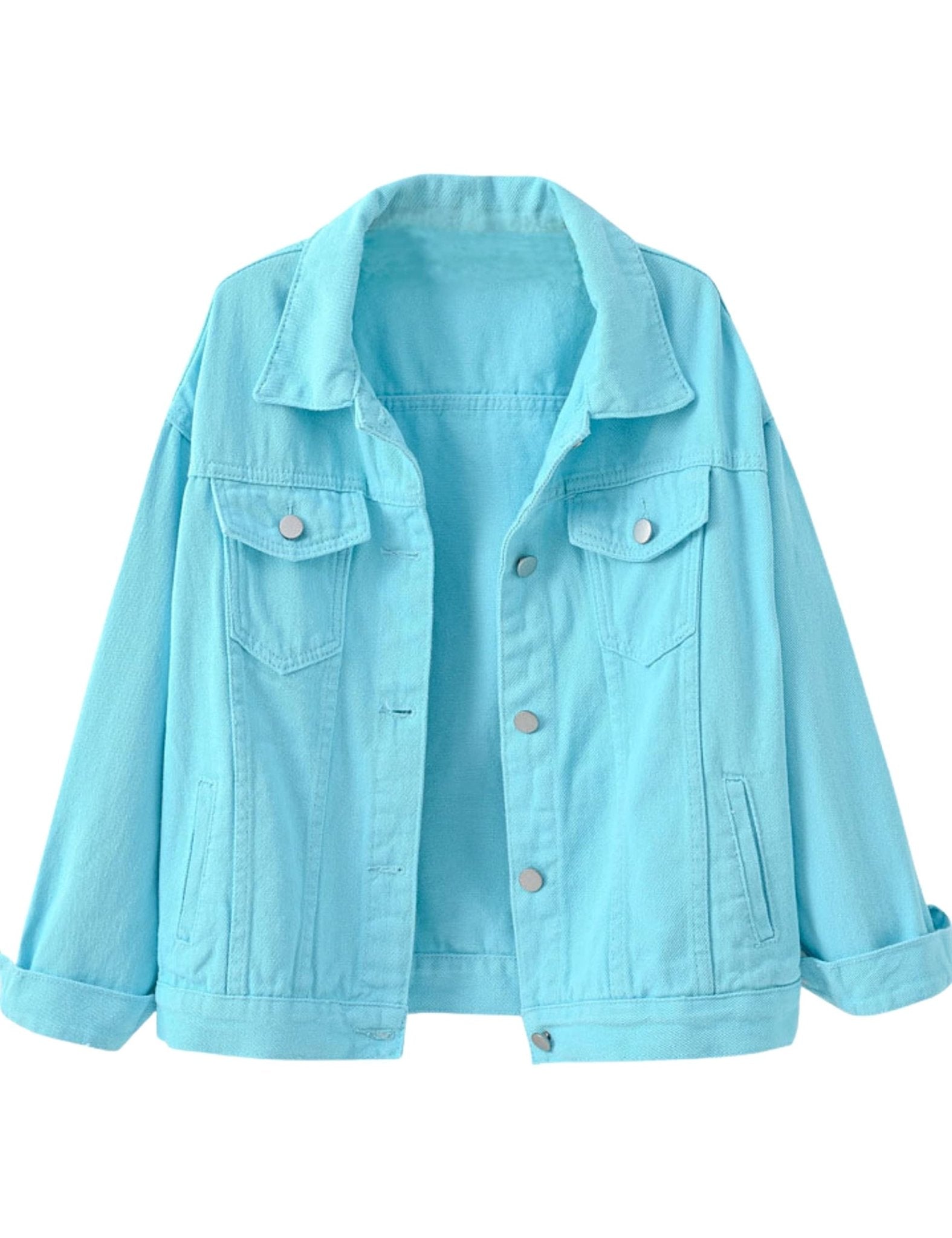 Unilexi Women's Solid Color Denim Jacket Long Sleeve Jean Jacket Casual Coat with Pockets