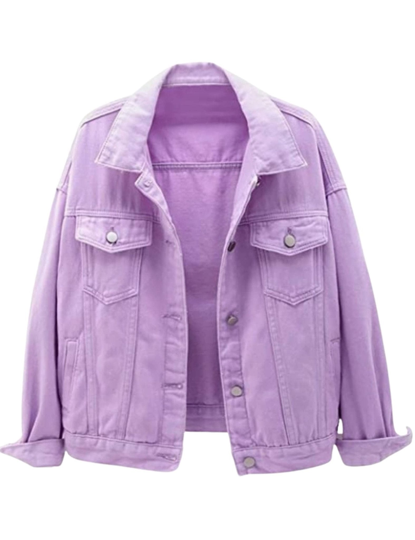 Unilexi Women's Solid Color Denim Jacket Long Sleeve Jean Jacket Casual Coat with Pockets