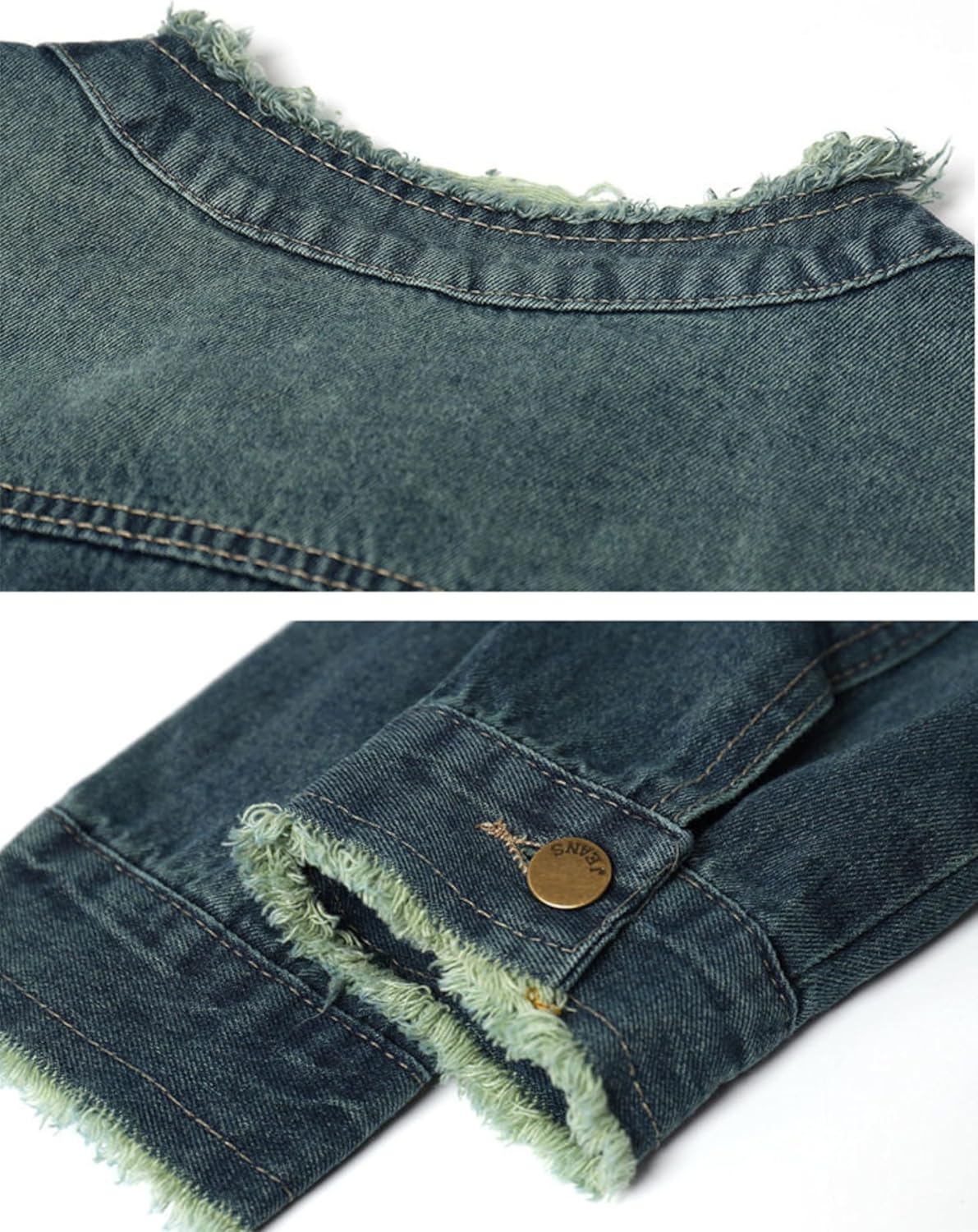 Unilexi Womens Vintage Denim Jacket Distressed Jean Jacket Cute Boyfriend Fall Denim Outfit