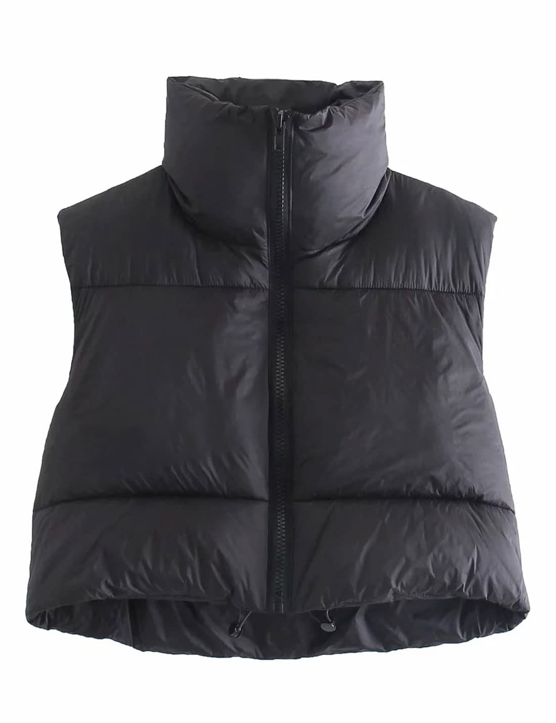 Unilexi Womens Warm Retro Padded Cropped Vest Stand Collar Puffer Short Vest Sleeveless Coat