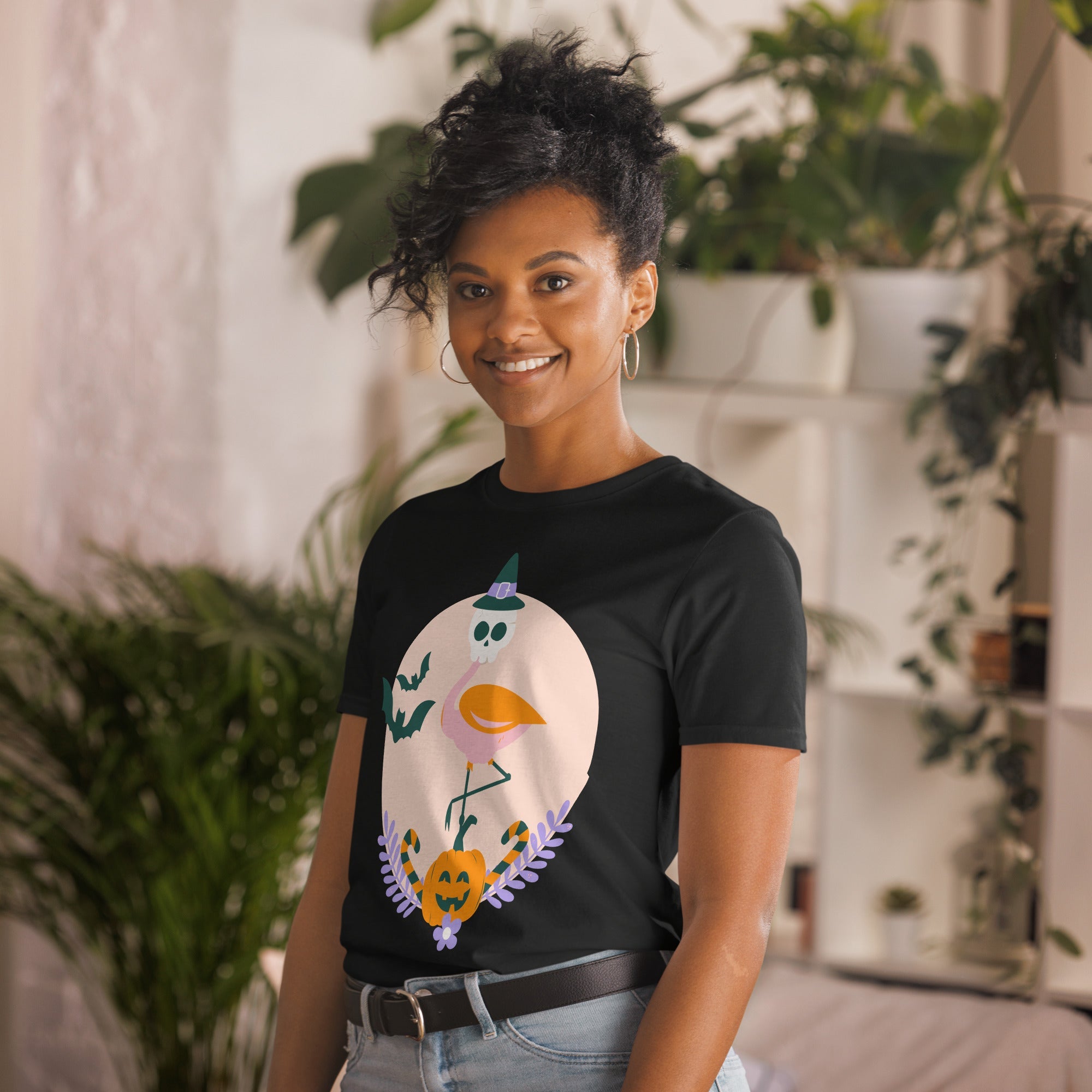 Flamingo Halloween Skull T-Shirt