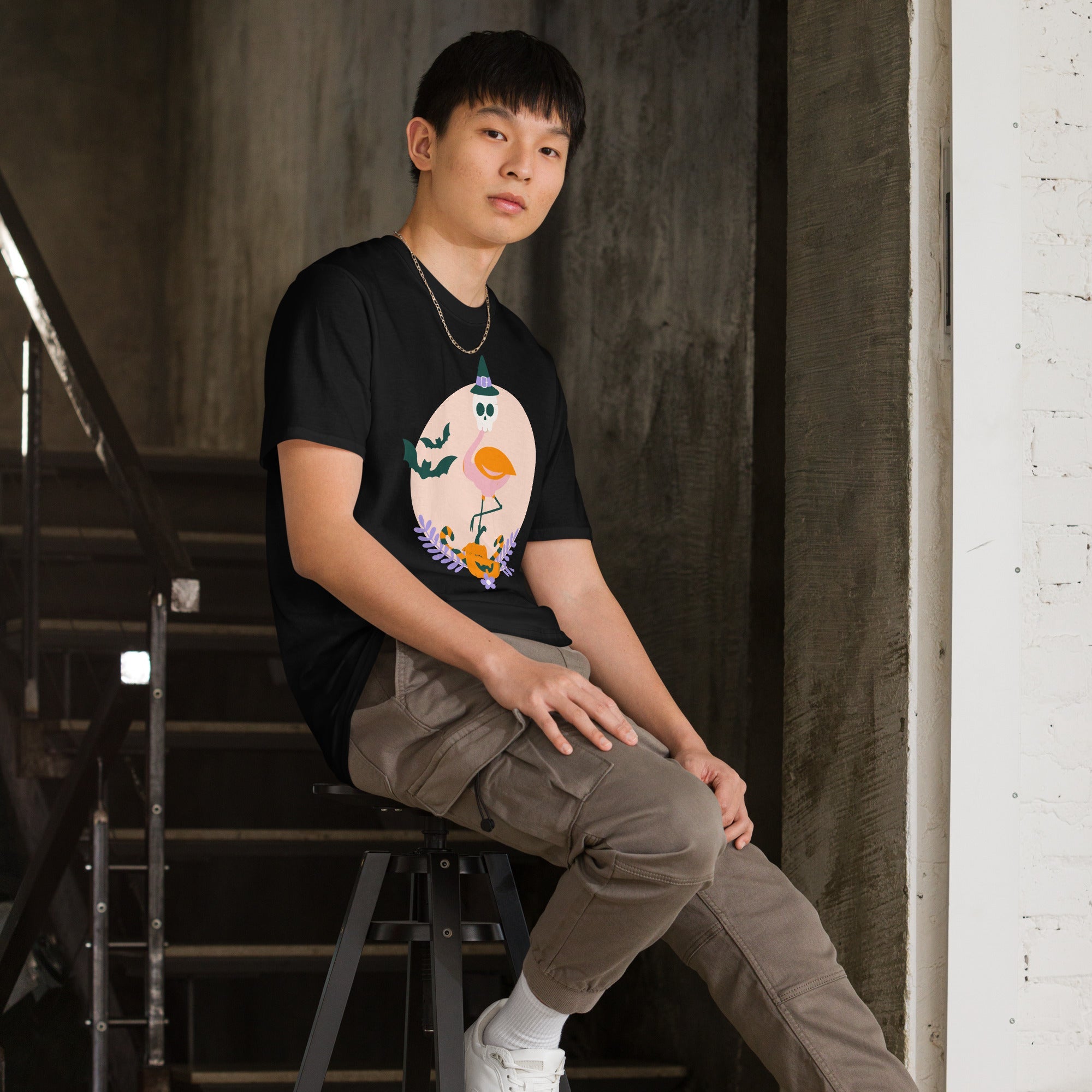 Flamingo Halloween Skull T-Shirt