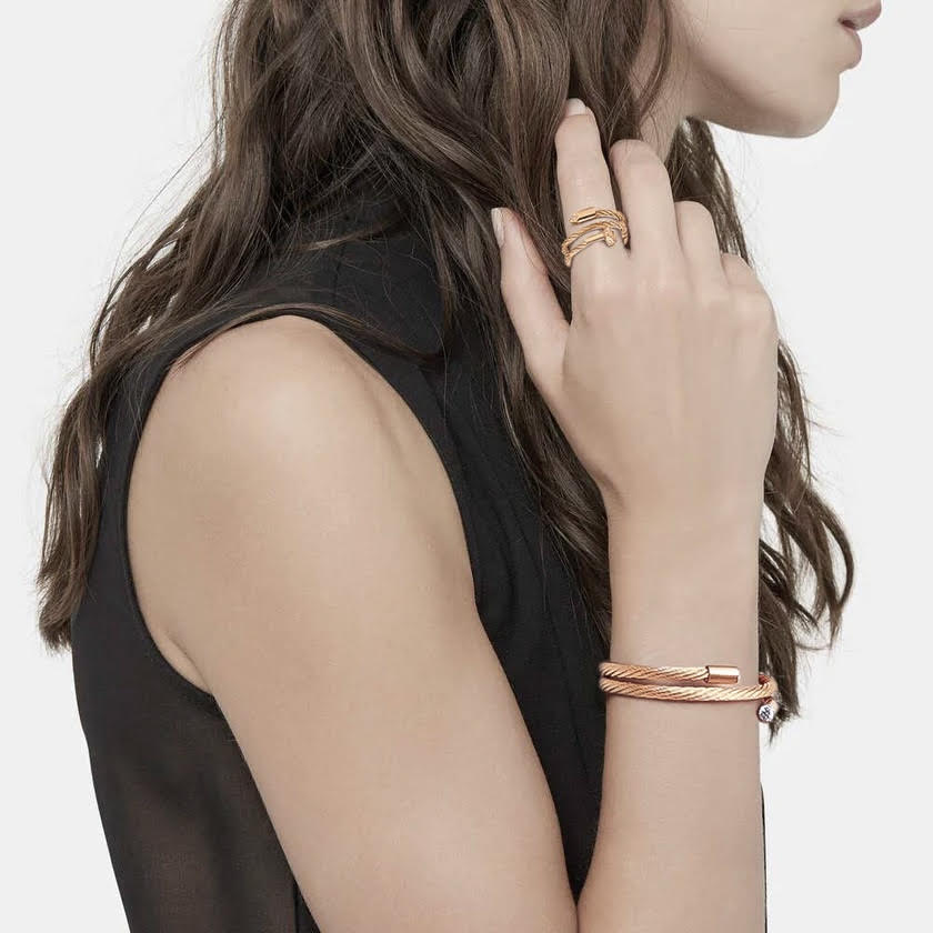 BG003RG B.Tiff Double Wrapped Cable Rose Gold Bangle Bracelet