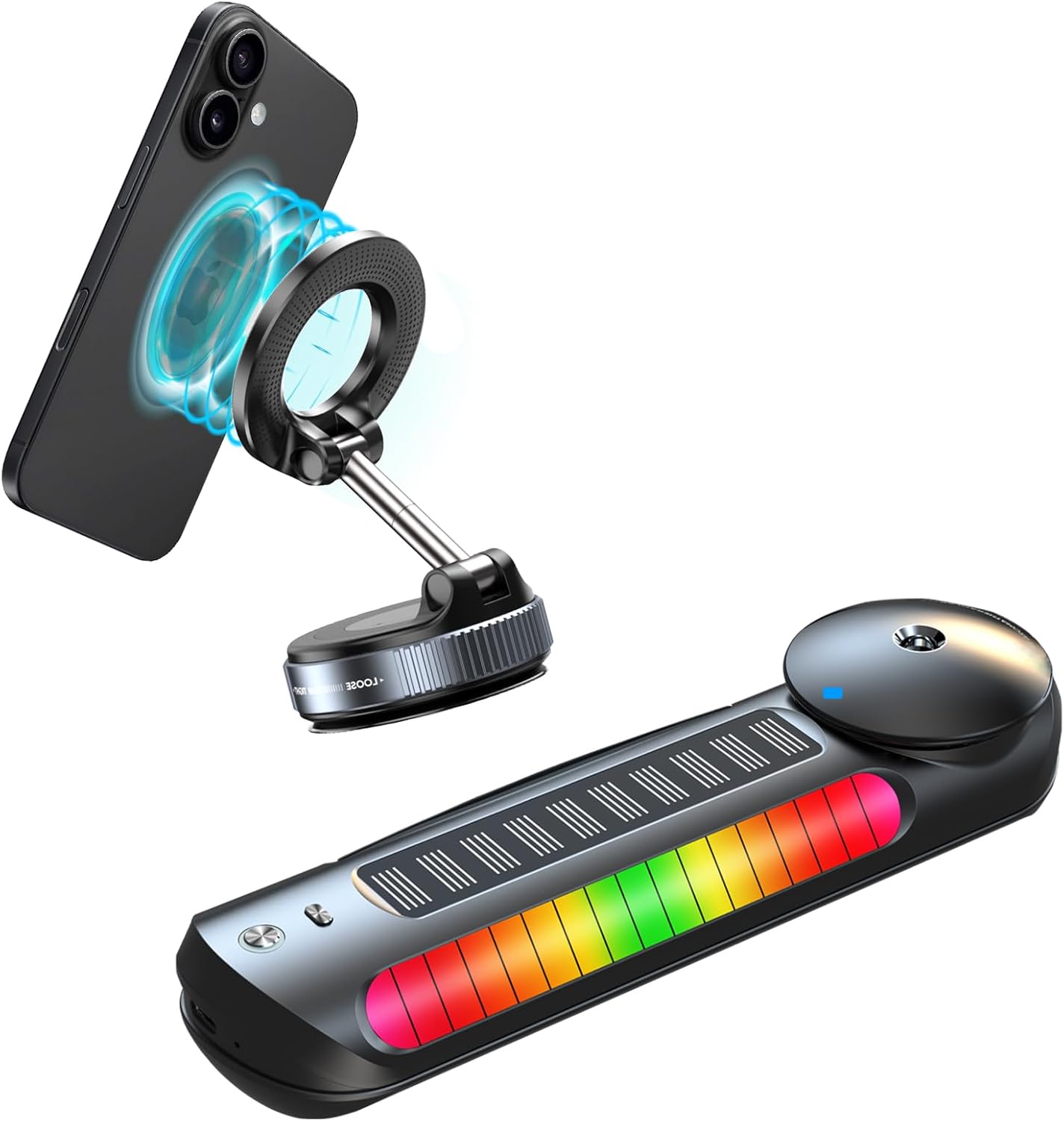 Upgraded 360° Vacuum Magnetic Phone Holder & Solar Smart Car Air Freshener with Auto On/Off, Aluminum Alloy Body,3 Adjustable Concentration