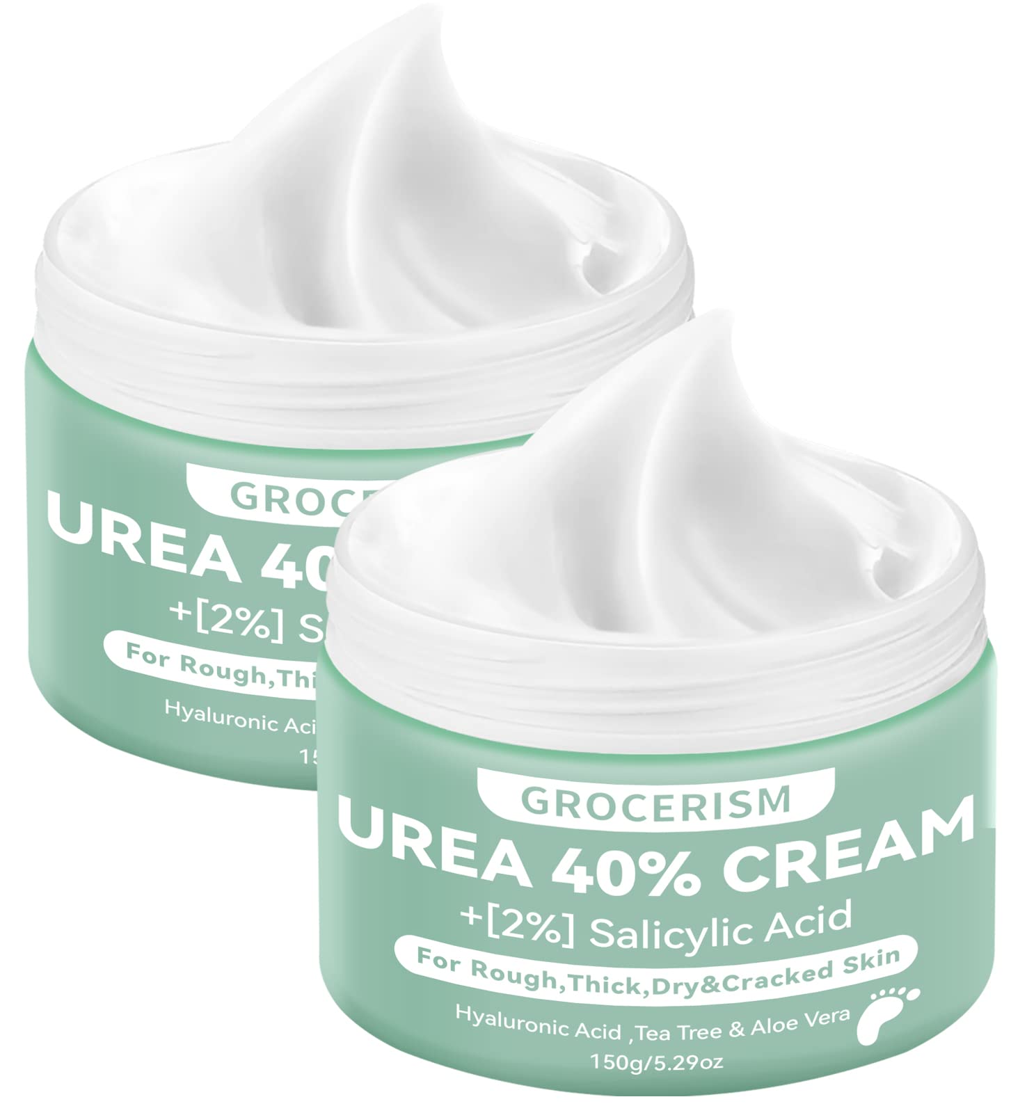 Urea Cream 40 Percent For Feet Plus 2% Salicylic Acid 5.29 oz || Foot Cream and Hand Cream Maximum Strength with Hyaluronic Acid,Tea Tree,and Aloe Vera For Deep Moisturizes,Callus Remover