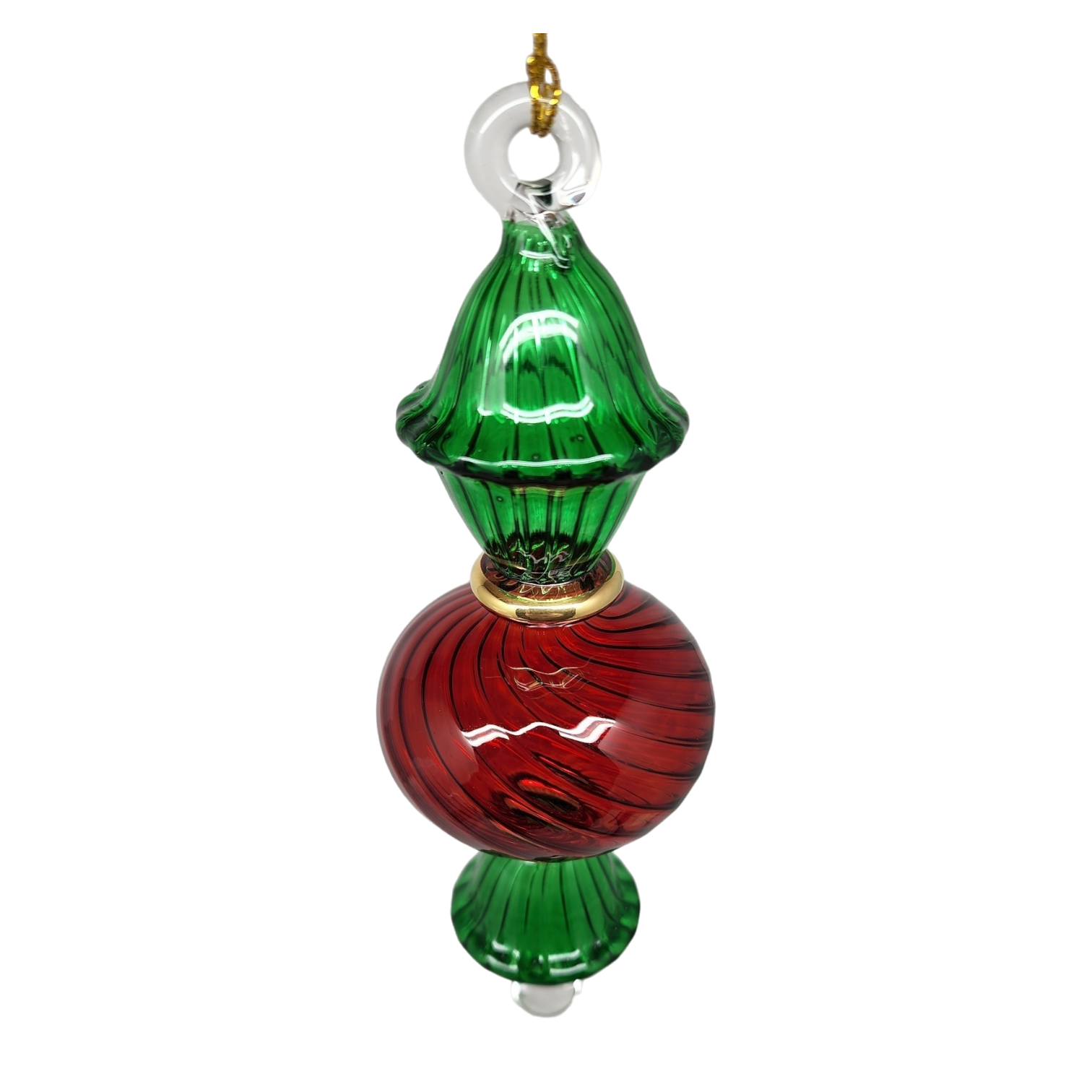 Egyptian Glass Two Tone Scalloped Ball Ornament