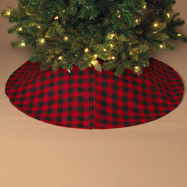 48 Inch Red & Black Buffalo Plaid Tree Skirt