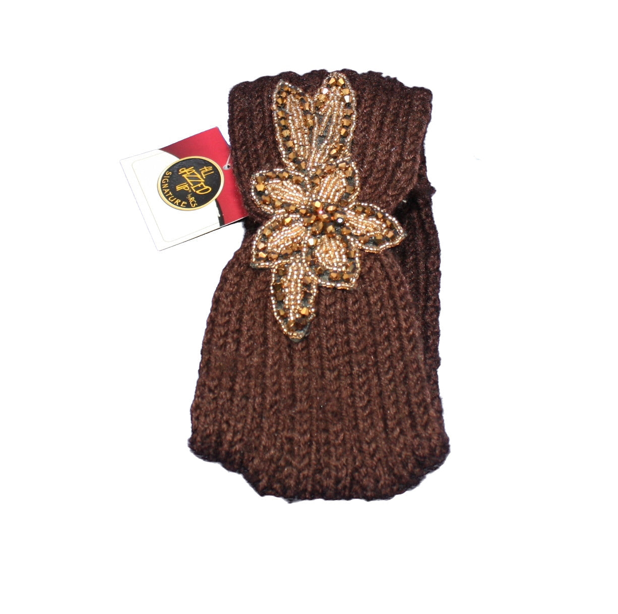 Rhinestone  Knit Headband - Chocolate