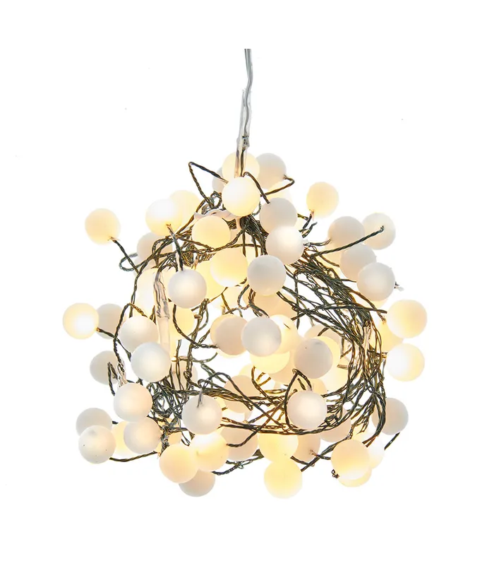 100-Light Classic White/Cool White LED Bead Cluster Garland