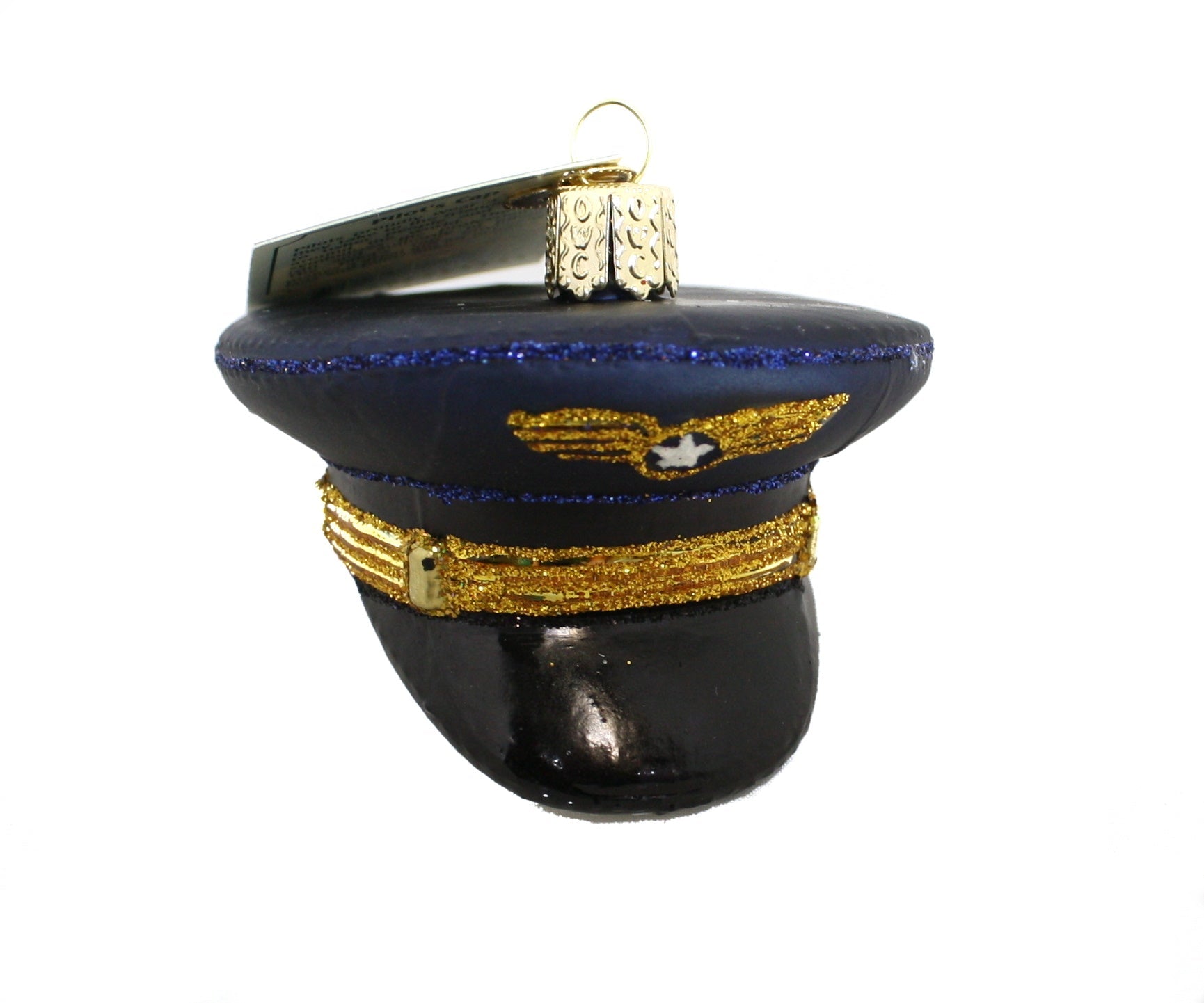 Pilots Cap Glass Ornament