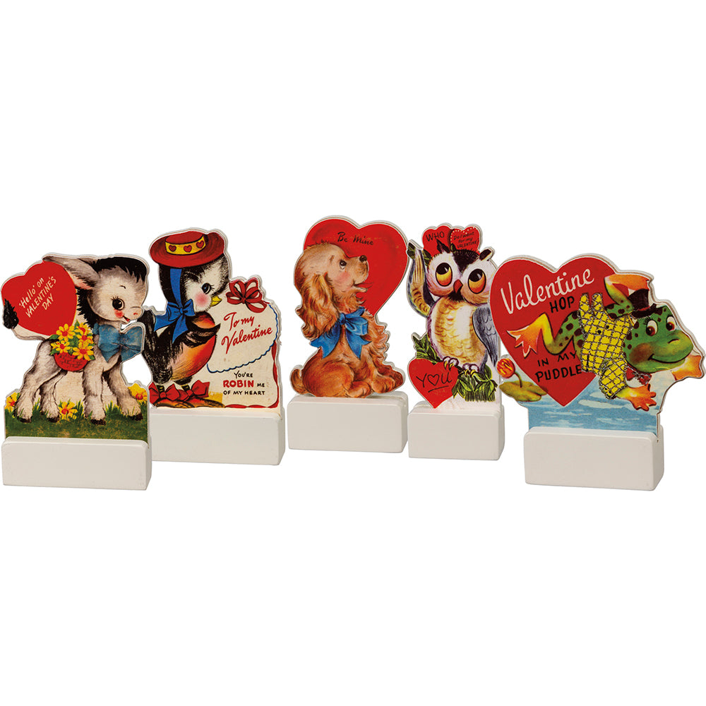 Vintage Valentine's Day Stand Up Decor Set of 5