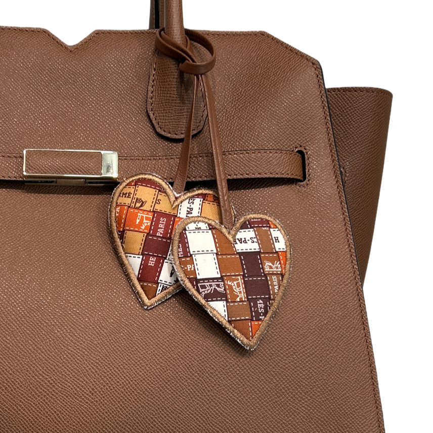 LV Monogram Scarf Double Heart Bag Charm
