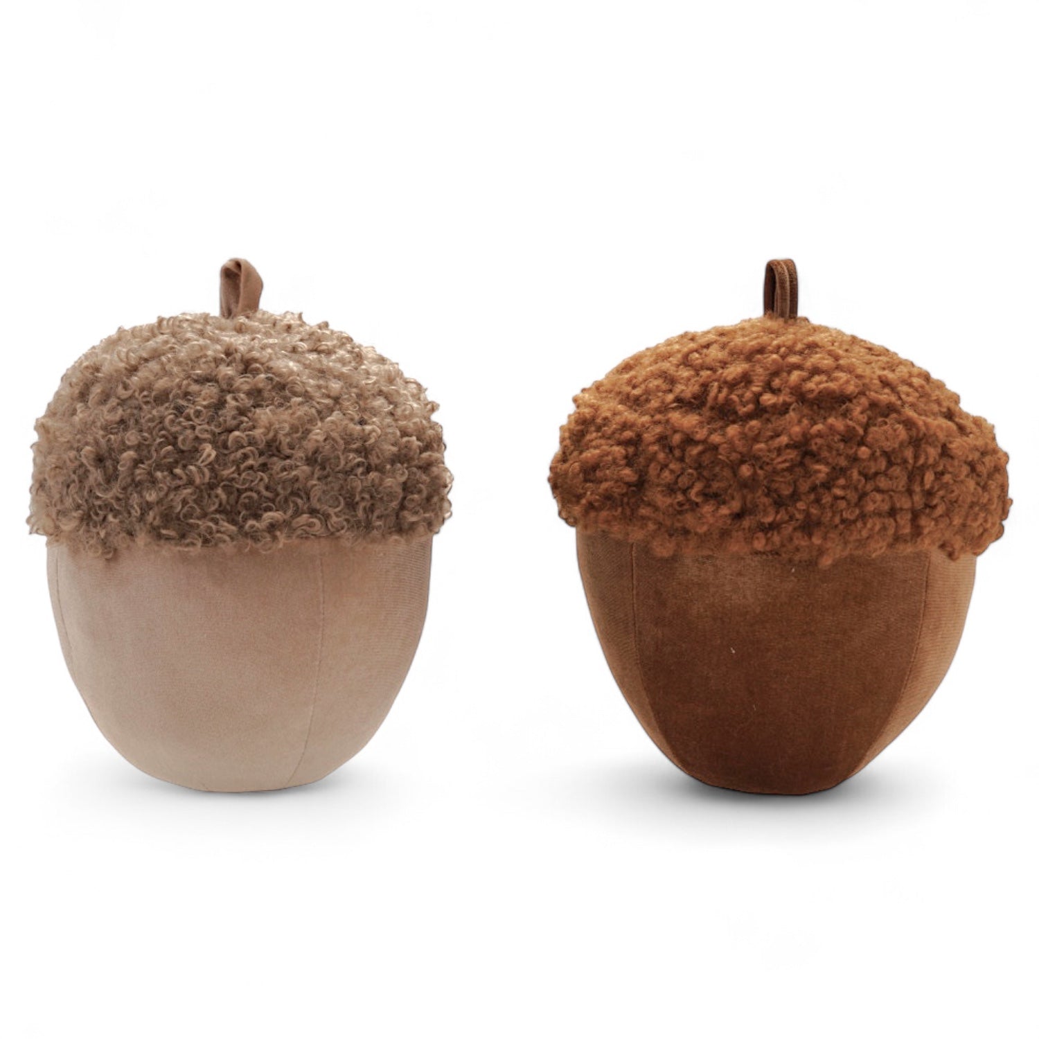 Velvet & Faux Sherpa Decorative Acorn Pillow | 2 Colors