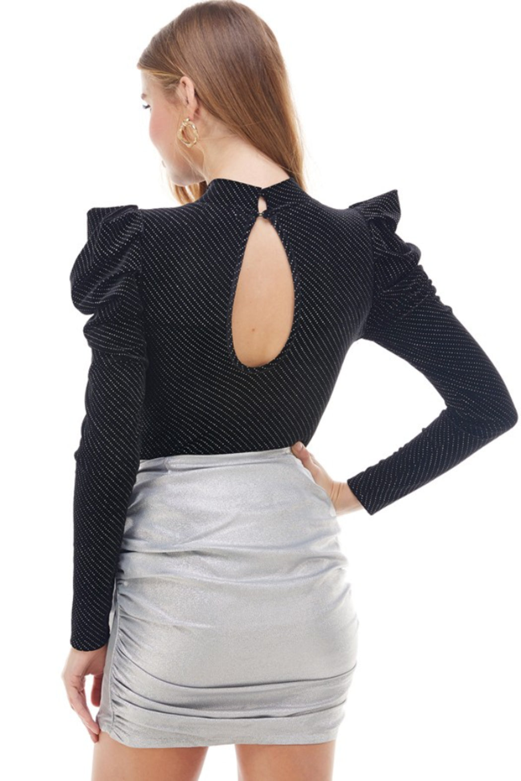 Velvet Puff Sleeve Bodysuit