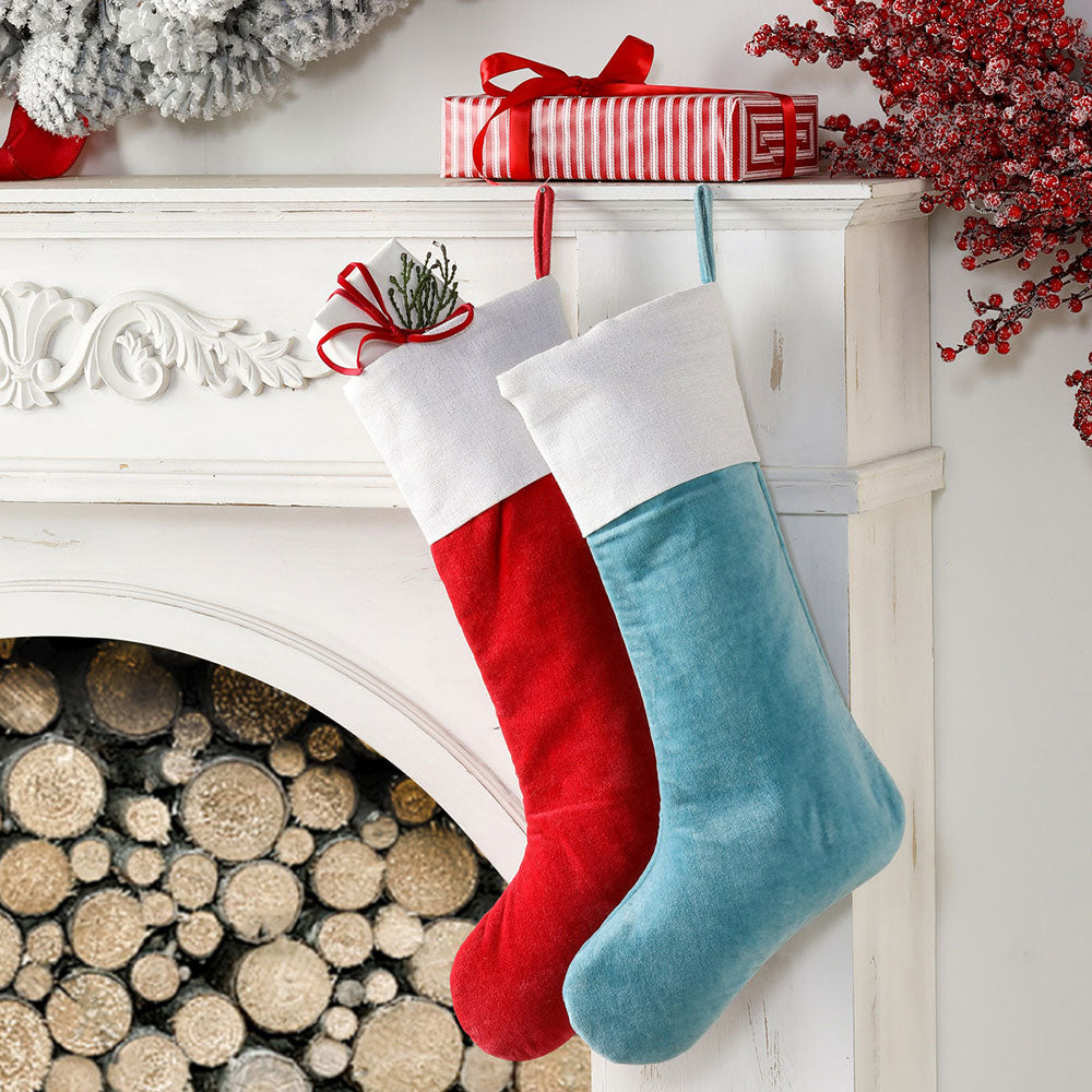 Velvet Stockings with Shimmery Linen Cuff Set of 2