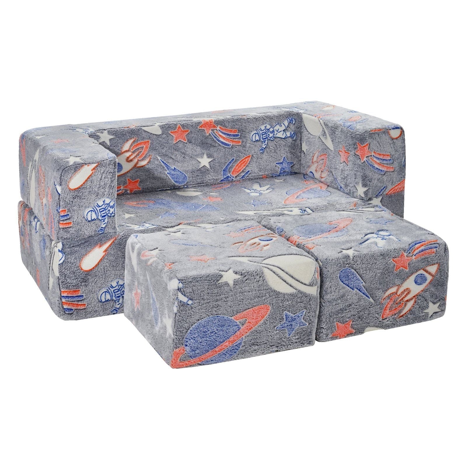 VEVOR Kids Couch, 4Pcs Toddler Couch Sofa Bed, Kids Chair Seat Playroom Furniture, Child Sectional Sofa with Removable Cover for Kids Girls & Boys, Dark Grey