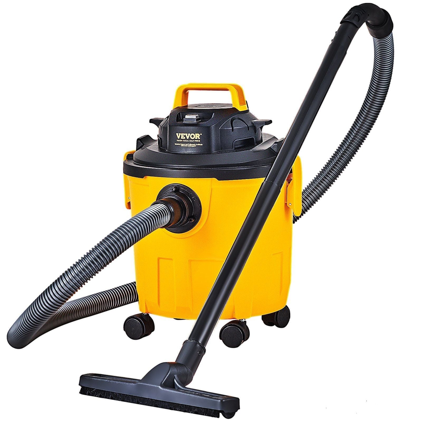 VEVOR Shop Vacuum Wet And Dry, 5 Gallon 6 Peak HP Wet/Dry Vac, Powerful Suction with Blower Function with Attachments 2-in-1 Crevice Nozzle, Small Shop Vac Perfect for Carpet Debris, Pet Hair, Car