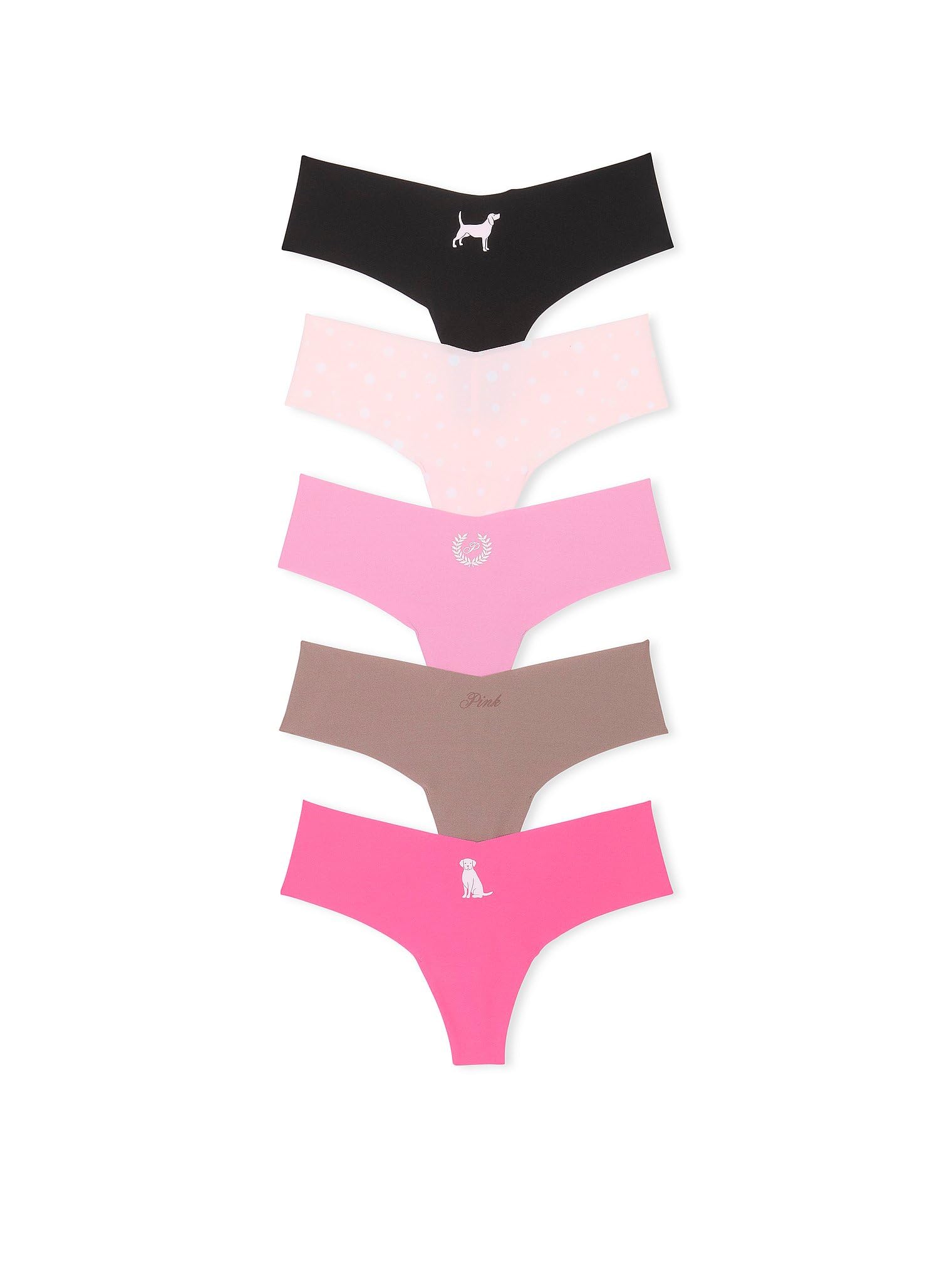 Victoria's Secret PINK Women's No Show Thong Underwear, Panties for Women, Multi Pack (XS-XXL)