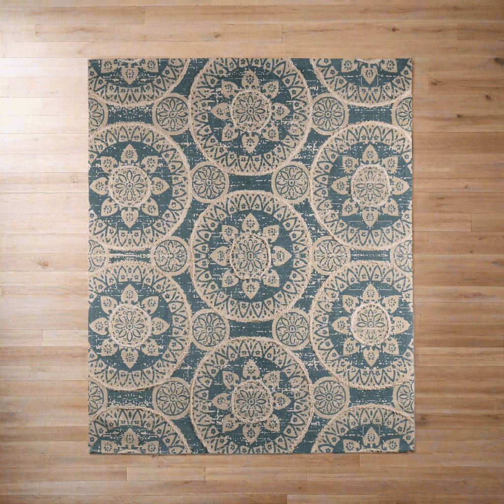 Vintage Boho Sun Pattern Handwoven Rug