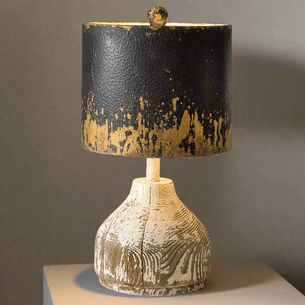 Vintage Distressed Table Lamp with Metal Shade