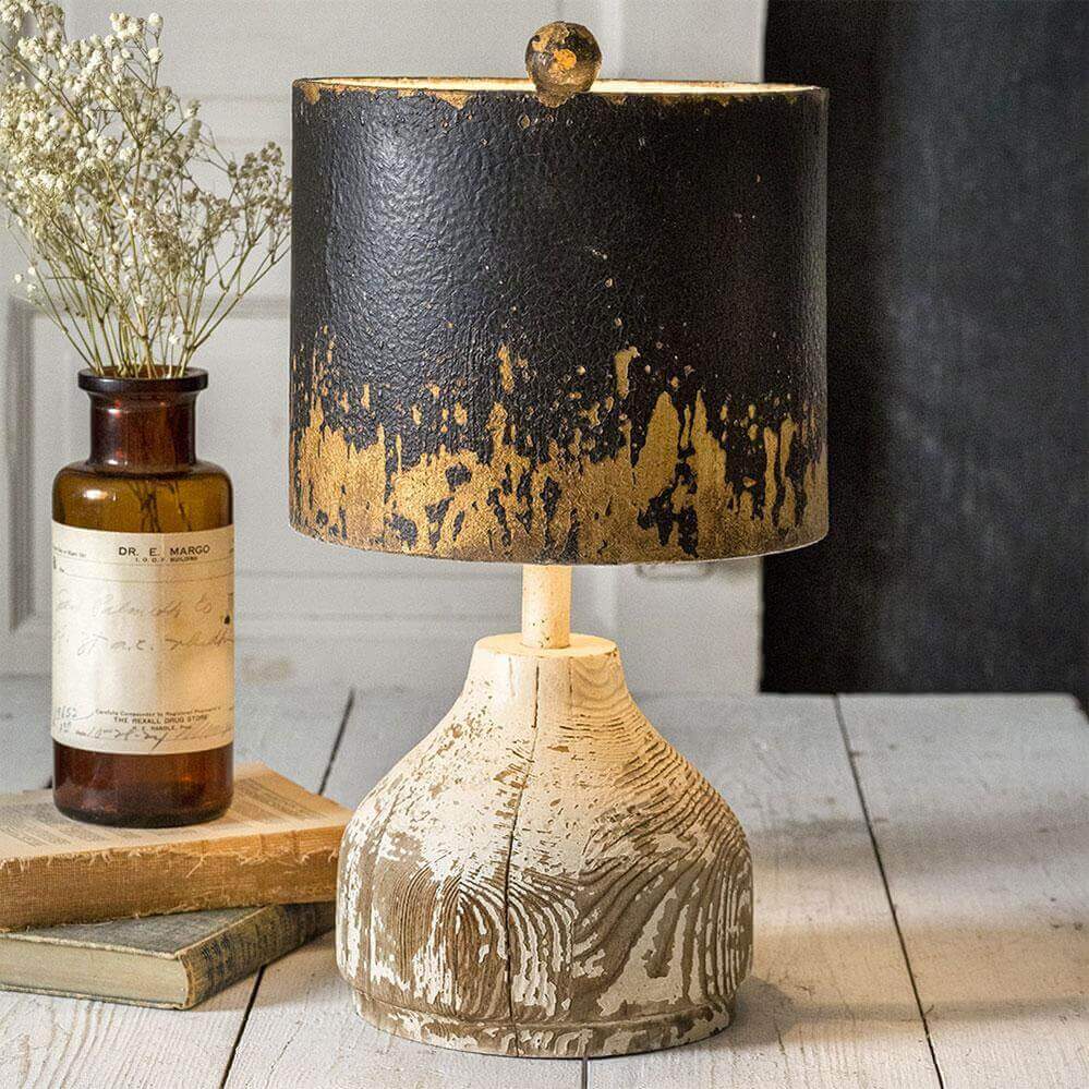 Vintage Distressed Table Lamp with Metal Shade