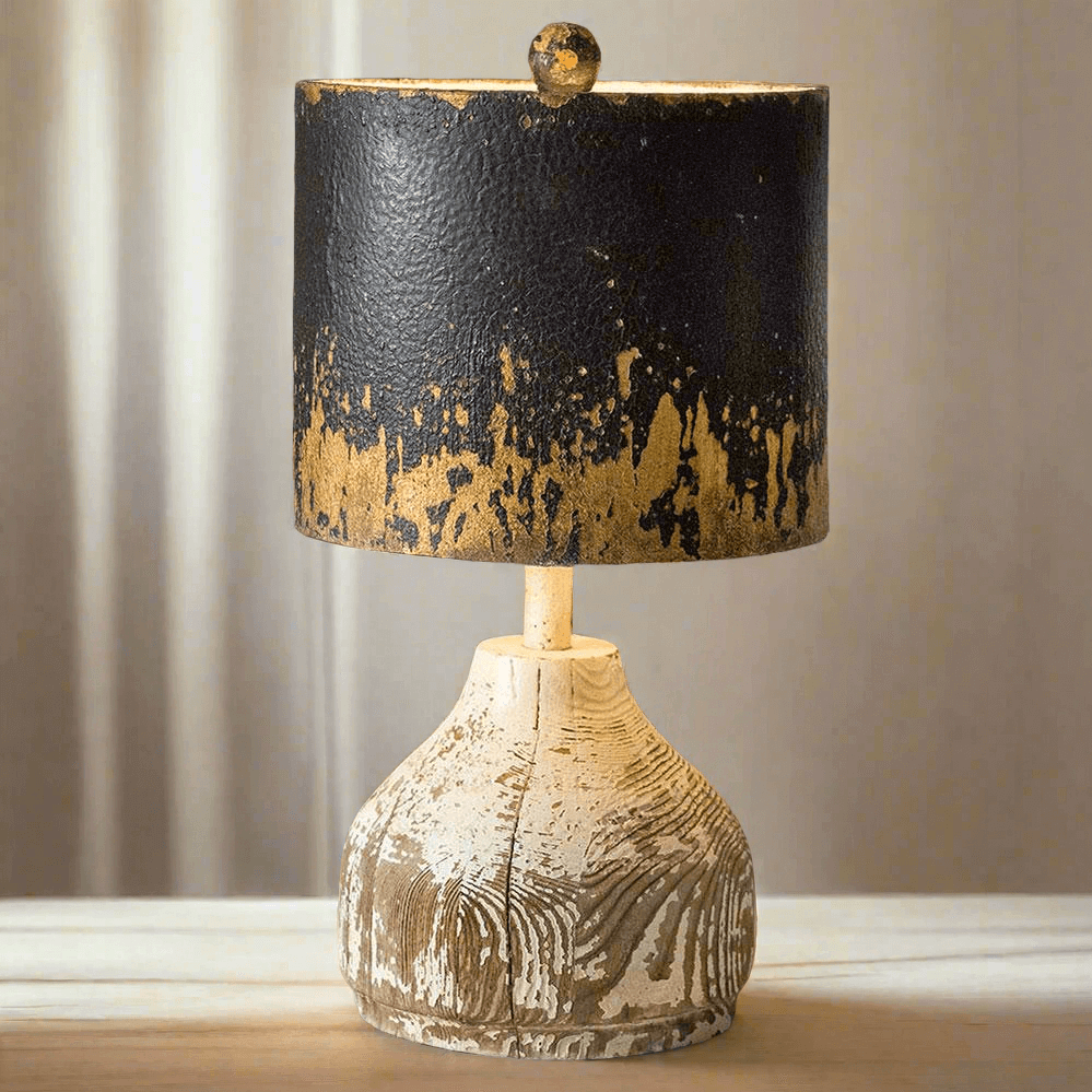 Vintage Distressed Table Lamp with Metal Shade