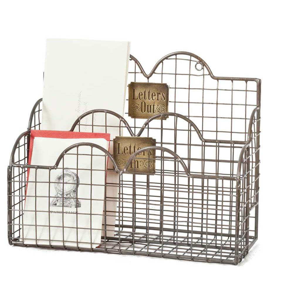 Vintage Mail Organizer in Aged Nickel