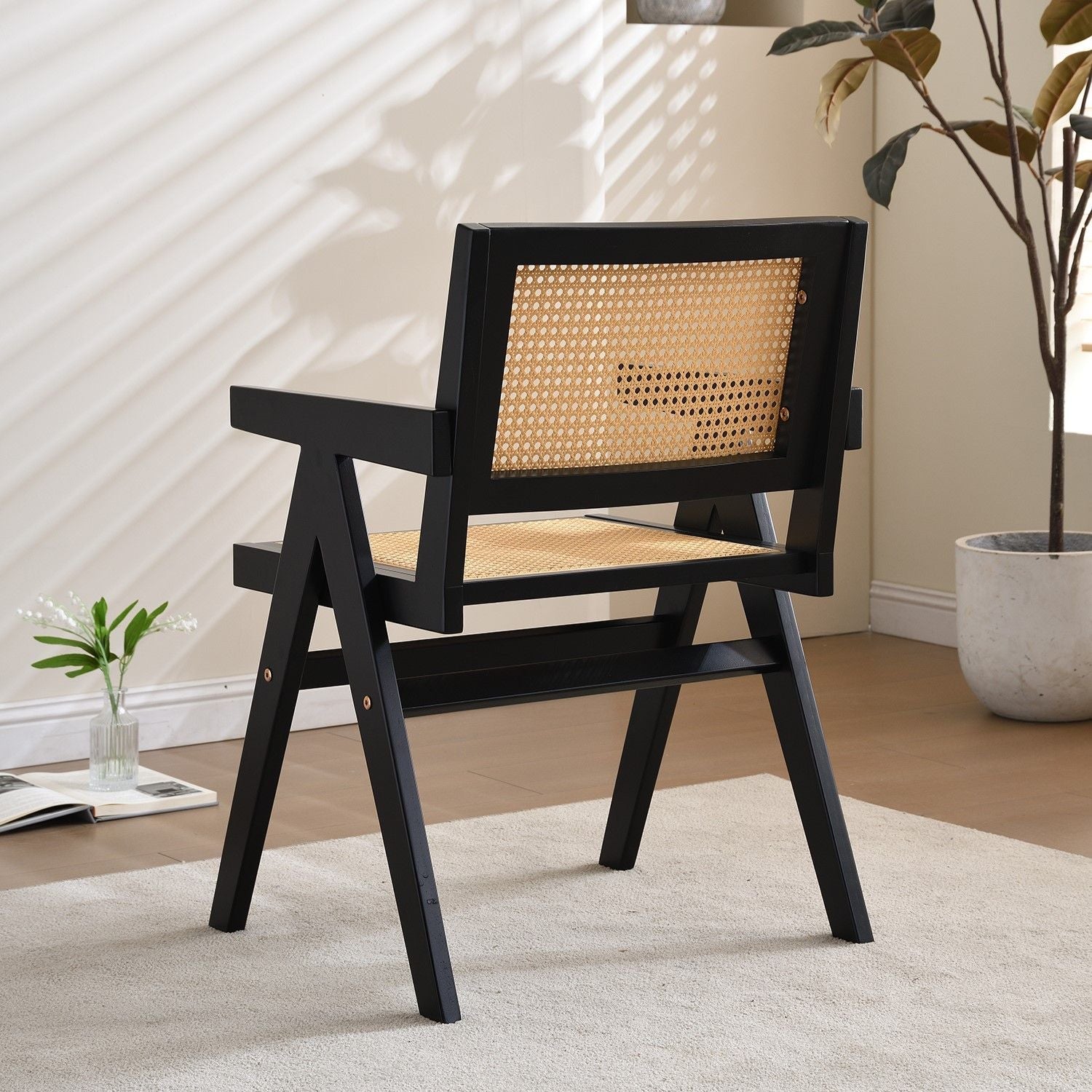 Vintage Solid Wood Rattan Chair, Arm Chair,Dining Chiar, For Dining Room, living Room, Outdoor, Natural