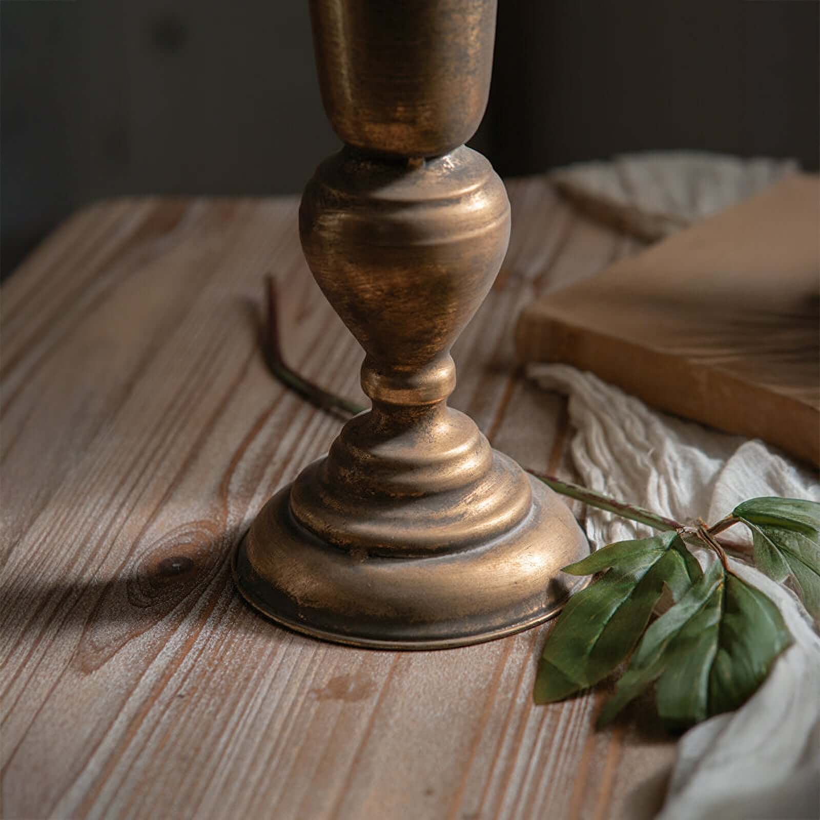 Vintage Tall Gold Trumpet Vase for Floral Arrangements