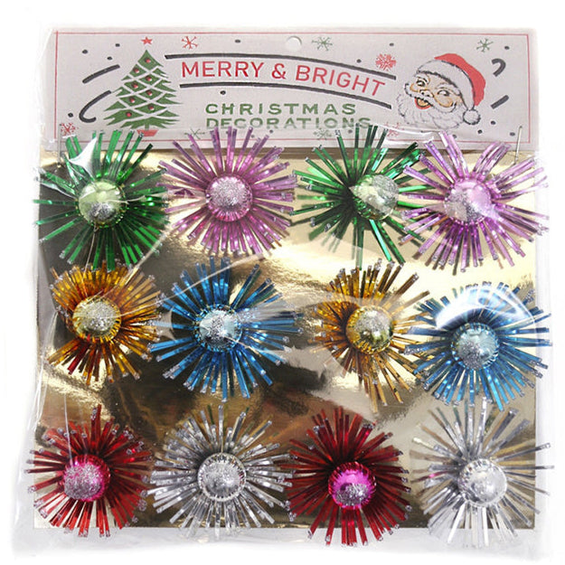 Vintage Tinsel Starburst Package Tie-Ons