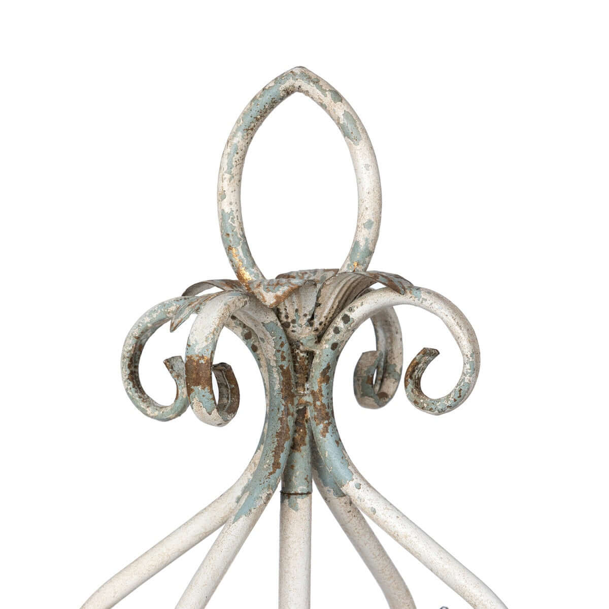 Vintage Tabletop Chandelier with Crystals and Distressed Finish