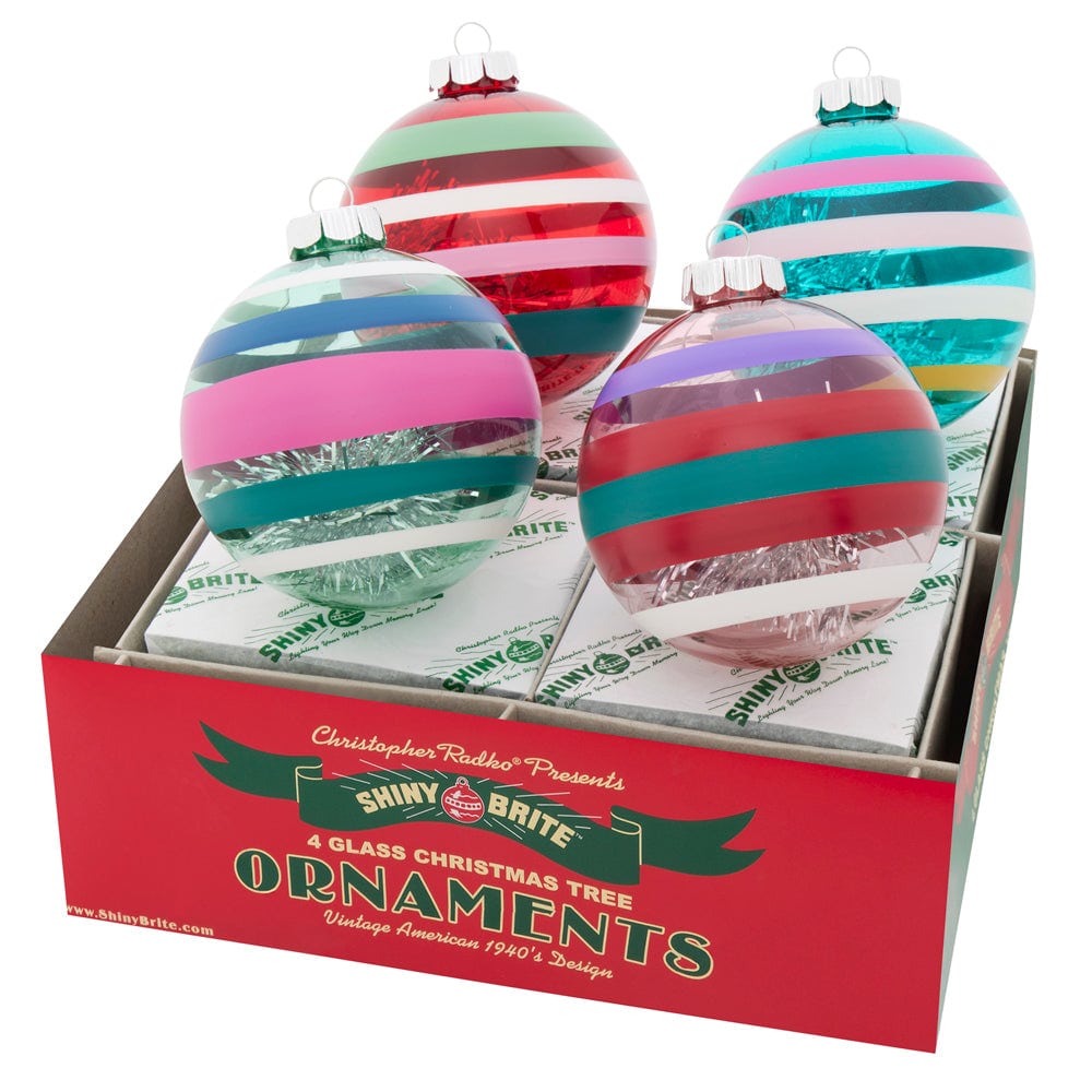 Vivid Vintage 4 Count 4" Decorated Rounds by Shiny Brite