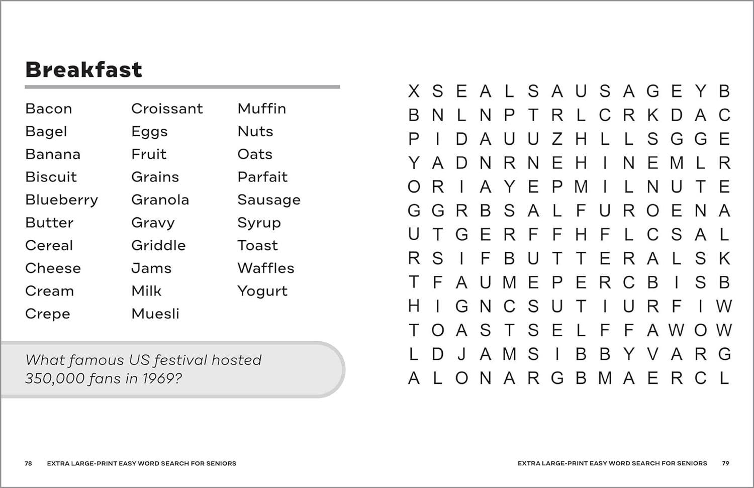 Extra Large-Print Easy Word Search for Seniors