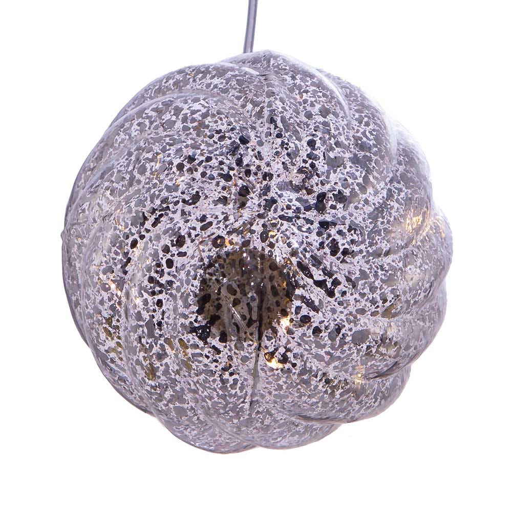 Lighted USB Gold and Silver Glass Ball Ornament - Dark Gold