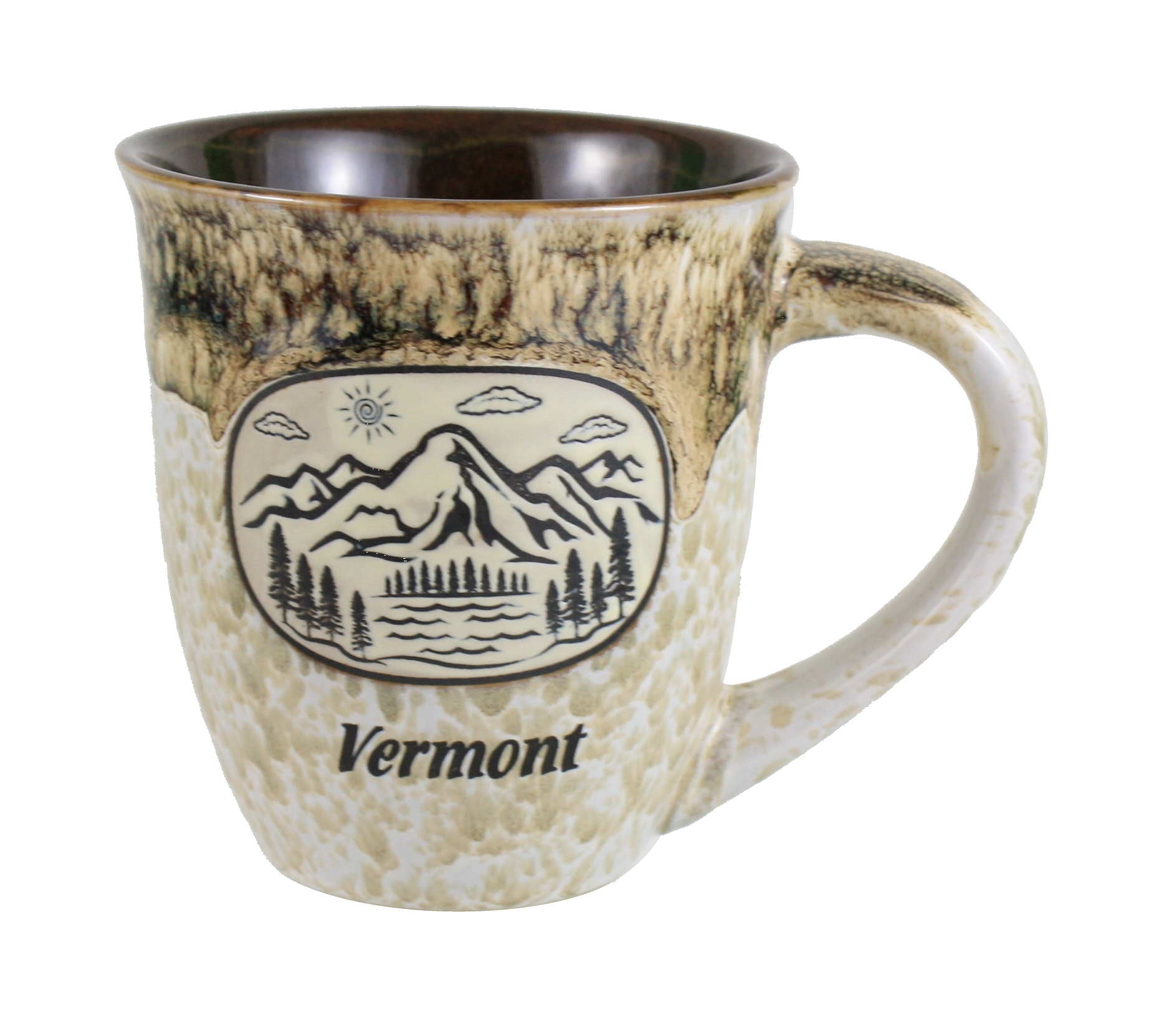 Mountain Scene Drip Glaze Mug - Green