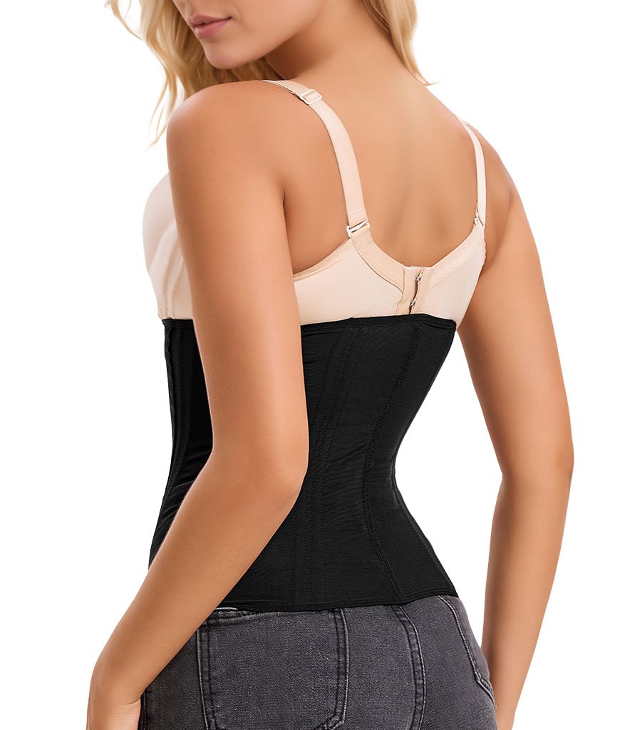 Waist Mesh Trainer Strapless for Women-Faja Colombian Girdle Hourglass -Steel Boned Corset Shapewear Tummy  Waist Body Shaper with Extended Button