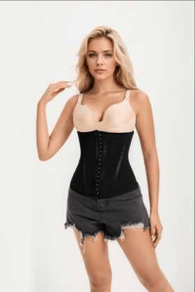 Waist Mesh Trainer Strapless for Women-Faja Colombian Girdle Hourglass -Steel Boned Corset Shapewear Tummy  Waist Body Shaper with Extended Button