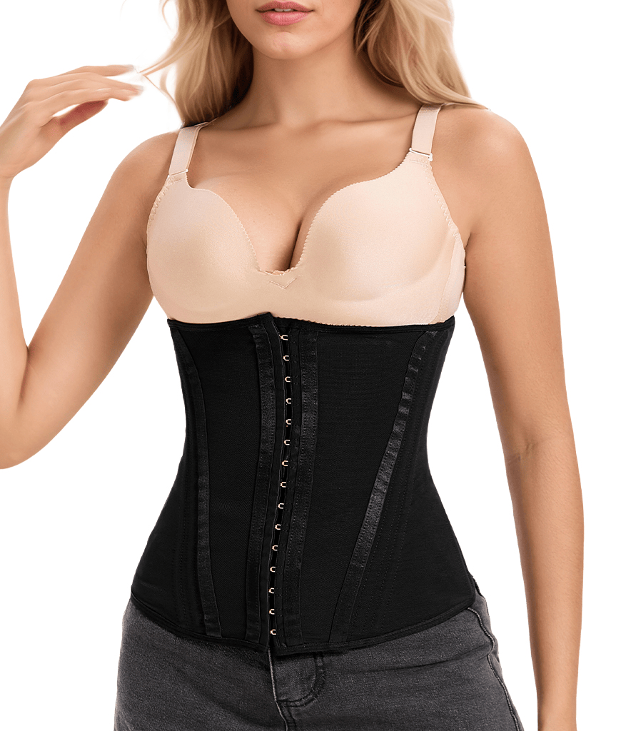 Waist Mesh Trainer Strapless for Women-Faja Colombian Girdle Hourglass -Steel Boned Corset Shapewear Tummy  Waist Body Shaper with Extended Button
