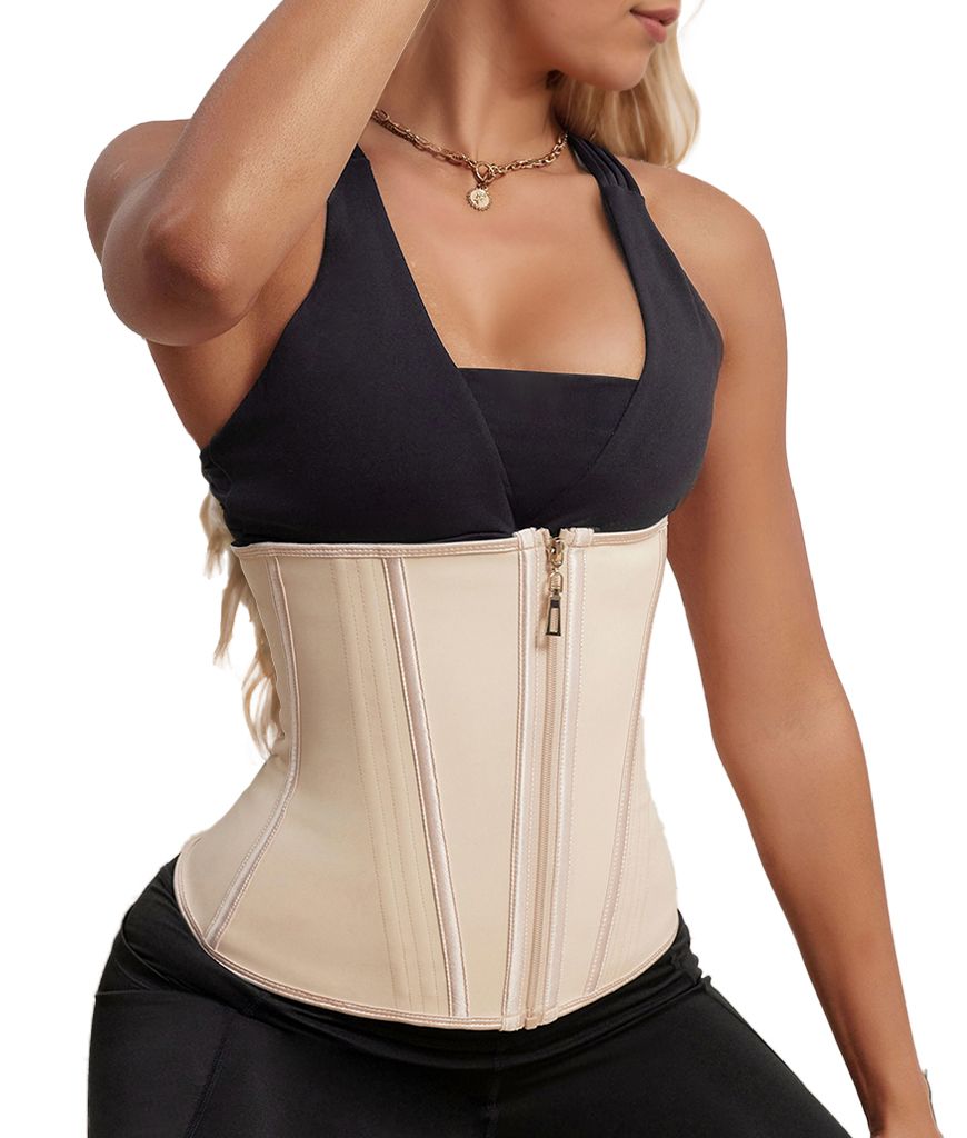 Waist Trainer for Women Latex Sport Underbust Steel Boned Corset Shapewear with Zipper Hook Shapewear Double Control Body Shaper  Workout Fajas Colombianas Moldeadoras Stomach Strapless Shapewear