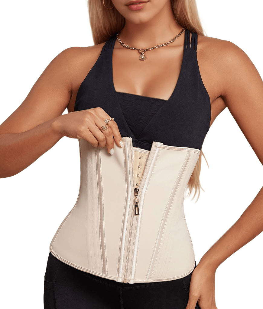 Waist Trainer for Women Latex Sport Underbust Steel Boned Corset Shapewear with Zipper Hook Shapewear Double Control Body Shaper  Workout Fajas Colombianas Moldeadoras Stomach Strapless Shapewear