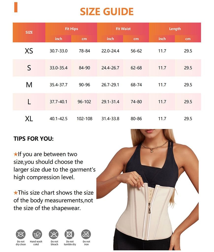 Waist Trainer for Women Latex Sport Underbust Steel Boned Corset Shapewear with Zipper Hook Shapewear Double Control Body Shaper  Workout Fajas Colombianas Moldeadoras Stomach Strapless Shapewear